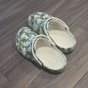 Kids Green and White Crocs